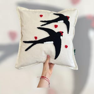 Abstract Punch Needle Pillow – Colorful Modern Art Cushion Cover – Handmade Textured Throw Pillow