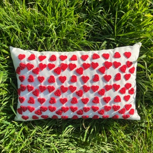 Valentine's Day punch Needle Pillowcase Cushion Valentine's Gift Handmade Heart Cushion Cover, Mini Heart Pillow, Red Heart Pillow
