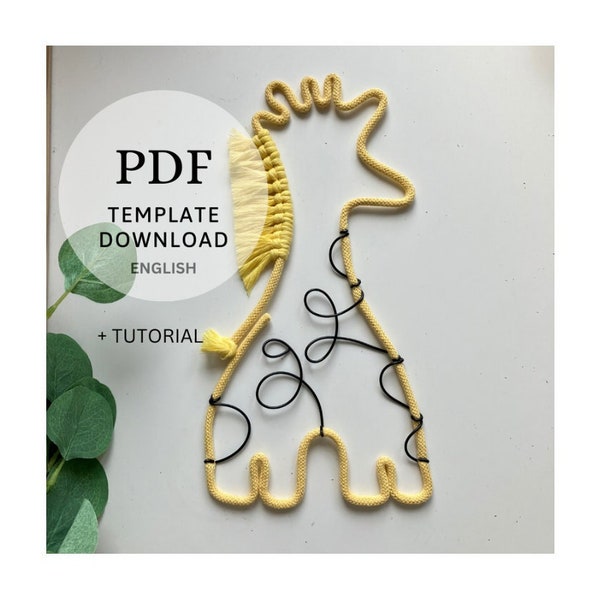 PDF Printable giraffe template and tutorial for knitted wire/ rope wire / tricotin . Nursery decoration digital Download