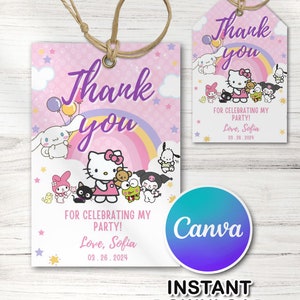 Editable Kitty Birthday Invitation Template, Printable Birthday Party Invitations, Kawaii Kitty and Friends Birthday Editable Inv. Card image 6