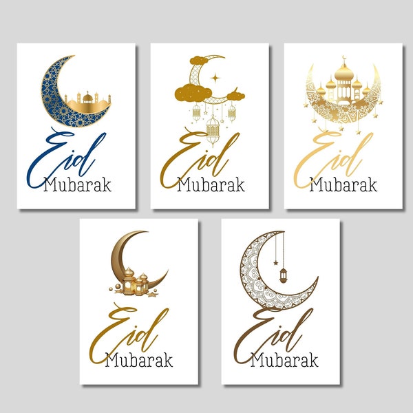 Printable Eid Mubarak Cards, Islamic Greeting Cards Digital Download, Islamic Gifts, Minimalist Islamic Eid Mubarak Digital Cards 5x7