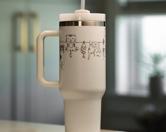 Cute Cats on Clothesline 40oz Tumbler Wrap, 360 Cute Cats Wrap, Custom Cute Cats Wrap, Cats on a Clothesline 40 oz Cats Engraved Wrap