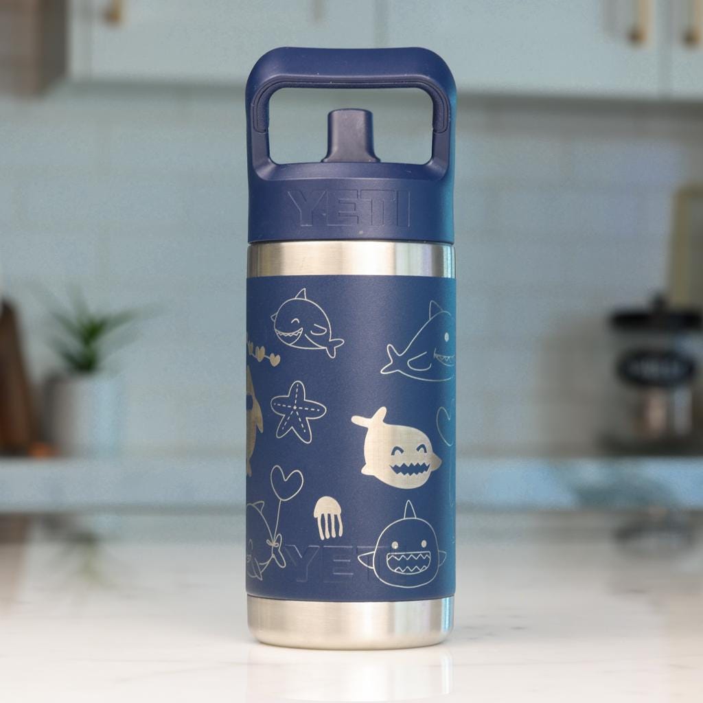 Shark YETI Kids Personalized Water Bottle - Custom Laser Engraved 12 Oz ...