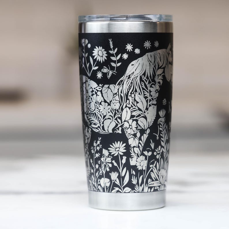 Floral Horse 360 Full Wrap Engraved YETI 20 oz