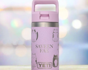 Personalized Cute Cats YETI Kids Water Bottle - Laser Engraved