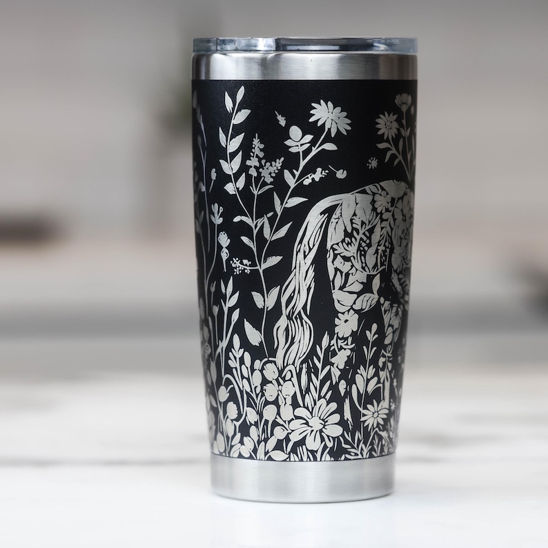 Floral Horse 360 Full Wrap Engraved YETI 20 oz