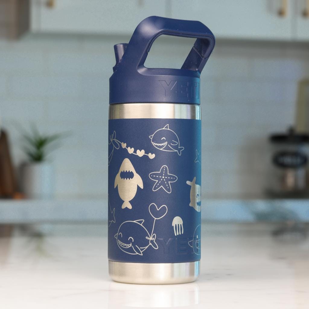 Shark YETI Kids Personalized Water Bottle - Custom Laser Engraved 12 Oz ...