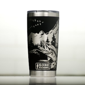 Vaso Yeti de pesca grabado: regalo personalizado para pescador, vaso de 20 oz