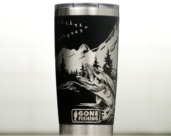 Vaso Yeti de pesca grabado: regalo personalizado para pescador, vaso de 20 oz