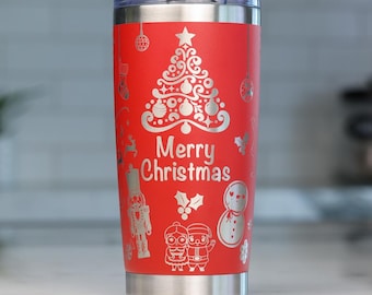 Engraved Christmas YETI Tumbler: Snowman Christmas Full Wrap, 20oz Tumbler