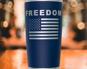 Vaso térmico Freedom USA con la bandera grabada, termo YETI Freedom USA con la bandera grabada de 20 oz.