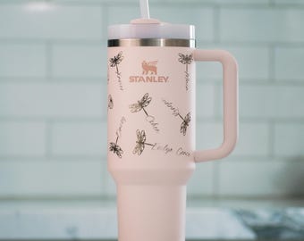 Personalized Dragonfly Stanley 40oz Tumbler: Custom Engraved Kids Names