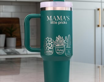Mama's Little Pricks Personalized 40oz Tumbler, 40oz Stanley Custom Engraved Mama's Little Prick's Tumbler, Mothers Day Gift