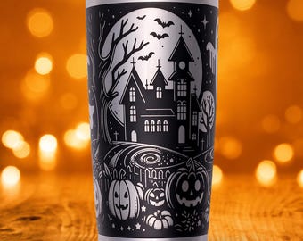 Engraved Halloween Ghost Tumbler: Haunted Mansion Pumpkins YETI 20oz