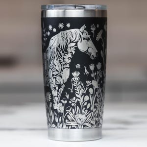 Floral Horse 360 Full Wrap Engraved YETI 20 oz