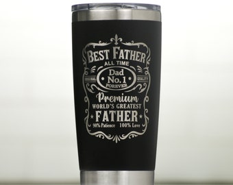 Vaso de whisky personalizado con etiqueta grabada "Best Father" de 20 oz, regalo YETI de 20 oz para el Día del Padre, el mejor papá del mundo.
