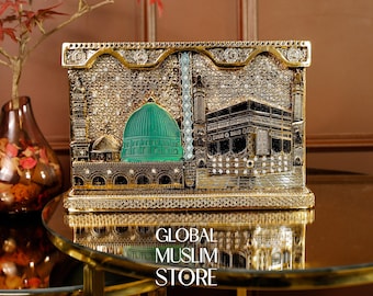 Islamic Gift Artistic Ornament Figurine Kaaba And Prophet's Mosque Composition