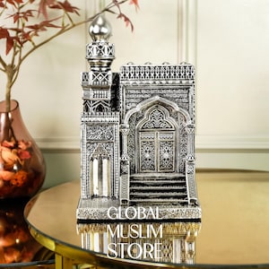 Silver Islamic Mihrab and Minbar Decorative Figurine | Mosque Masjid Figurine | Muslim Spiritual Ornament for Home & Office | Islamic Gifts