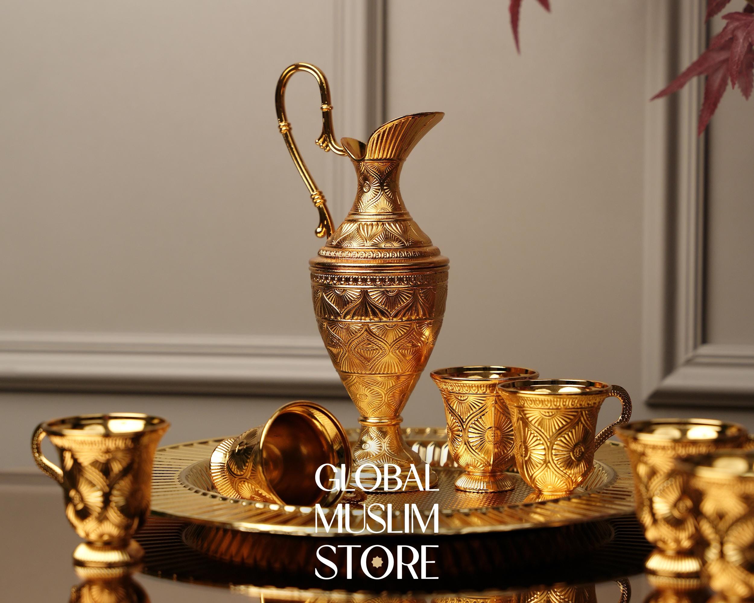 Zamzam Set, Luxury Zamzam Tray Ewer & Cup Set, Handmade Zamzam