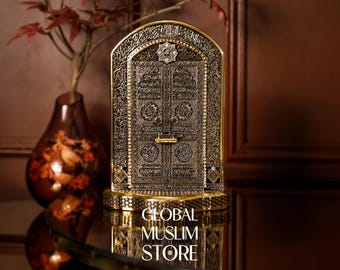 Gold Kaaba Door Figurine with Ayat al-Kursi | Islamic Spiritual Home Decor Gift | Islamic Office Decor | Decorative Islamic Art