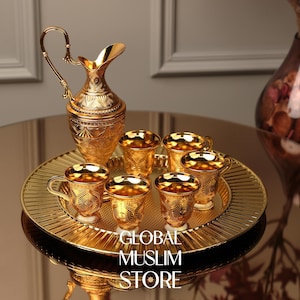 Zamzam Set,  Luxury Zamzam Tray Ewer & Cup Set, Handmade Zamzam Water Serving Ensemble, Handmade Islamic Gift, Hajj Souvenir, Umrah Present