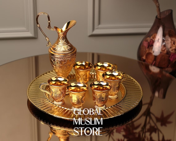 JEMMY NEFERTARI Wrinkle Moisture Set（特大） Zamzam Set, Luxury Zamzam Tray Ewer & Cup Set, Handmade Zamzam