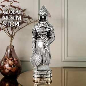 Silver Soldier Figurine, Ottoman Soldier, Ottoman Art, Armed Warrior Figurine, Islamic Table Decor, Muslim Table Decor, Islamic Home Decor