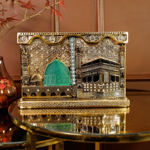 Islamic Gift Artistic Ornament Figurine Kaaba And Prophet&#39;s Mosque Composition