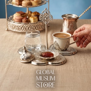 Luxury Groom Coffee Cup Set with Water Glass & Delight Holder | Engagement Coffee Serving Tray | Söz Nişan Damat Kahvesi Seti | Wedding Gift