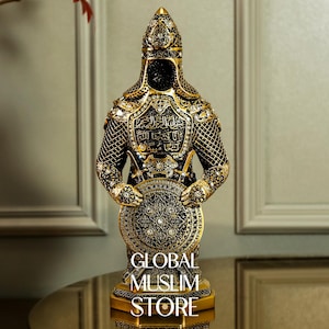 Ertugrul Figurine, Muslim Armed Soldier Figurine, Golden Plated Muslim Ottoman Soldier, Islamic Home Decor, Muslim Home Decor, Muslim Gift