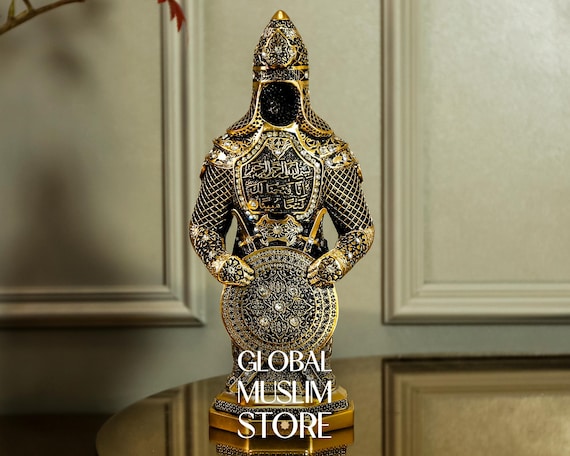 Ertugrul Figurine, Muslim Armed Soldier Figurine, Golden Plated Muslim Ottoman Soldier, Islamic Home Decor, Muslim Home Decor, Muslim Gift