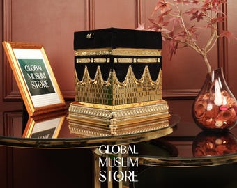 Estuche de lujo para el Corán con la Kaaba – Réplica del Corán con piedras de cristal, set de regalo islámico, decoración para el Ramadán y el Eid.