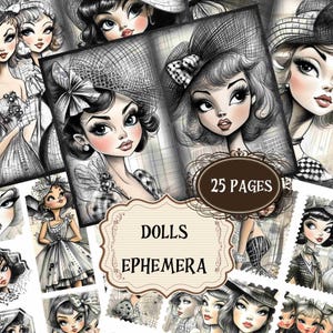 Vintage Doll Junk Journal fournitures printemps bébé fille Scrapbooking Pages imprimables arrière-plans de poupée shabby chic poupée éphémères étiquettes signets