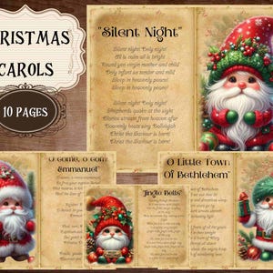 Forniture per diari natalizi ad acquerello, carte per album di ritagli di Natale vintage, sfondi natalizi shabby chic, canti natalizi stampabili