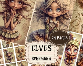 Vintage Elf Ephemera: Junk Journal Druckbare Seiten (Digitaler Download)