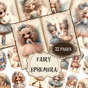 Forniture per diario di fata Junk Fata carina Album di ritagli stampabile Belle fate Shabby ChicArte digitale Sfondi di fata Effimere fata carina