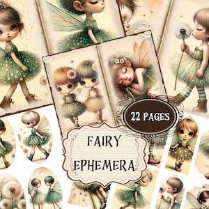 Forniture per diario di fata Junk Fata carina Album di ritagli stampabile Belle fate Shabby ChicArte digitale Sfondi di fata Effimere fata carina