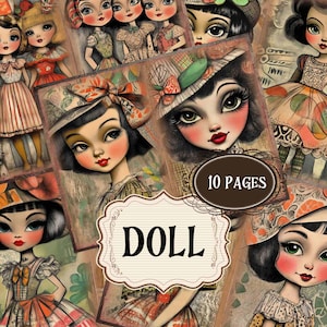 Vintage Doll Junk Journal fournitures printemps bébé fille Scrapbooking Pages imprimables Shabby Chic arrière-plans poupée poupées mignonnes Scrapbook numérique