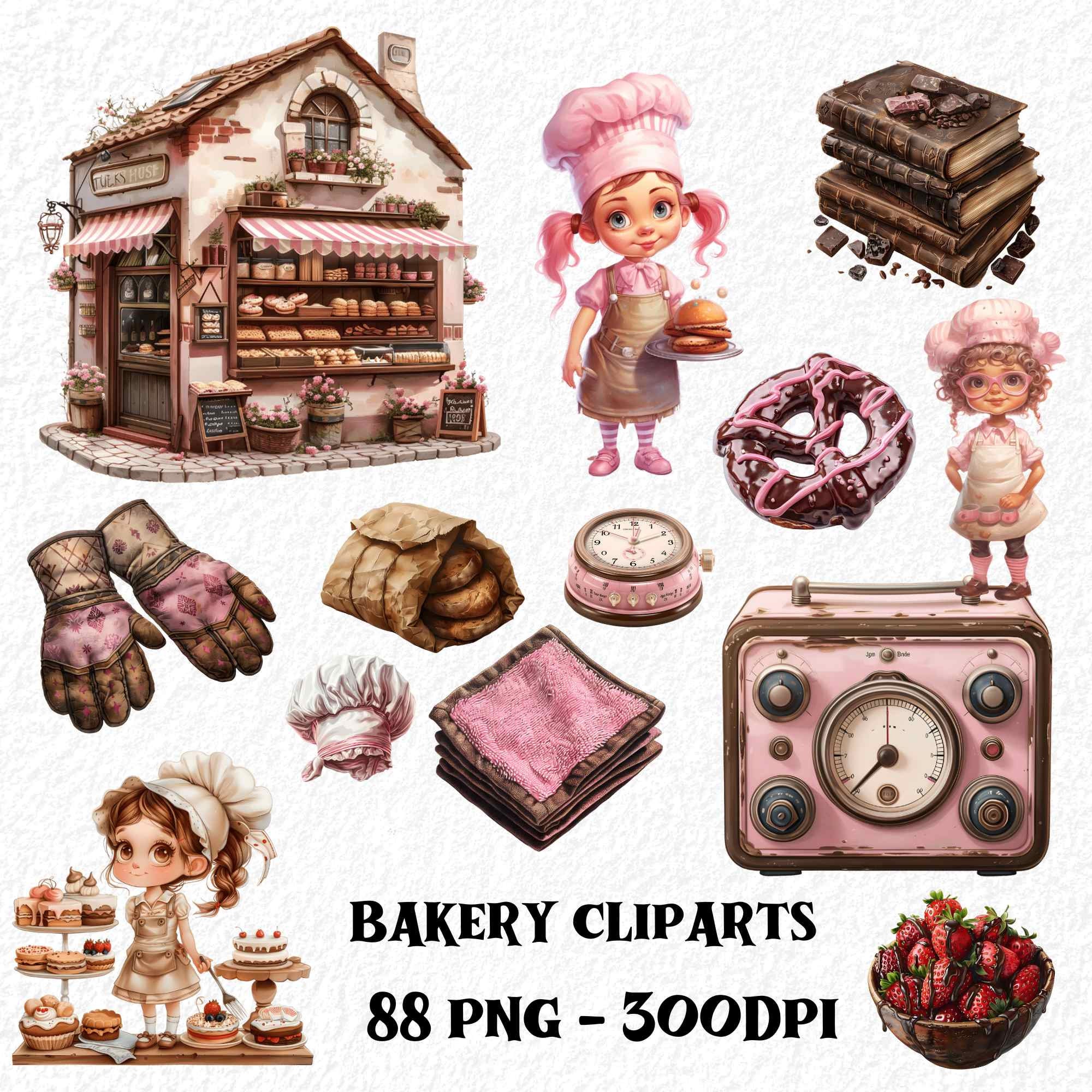 Bakery Cliparts Bundle High Quality Brown Pink Kitchen Cliparts Set ...