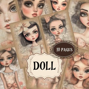 Vintage Doll Junk Journal fournitures printemps bébé fille Scrapbooking Pages imprimables Shabby Chic arrière-plans poupée poupées mignonnes Scrapbook numérique