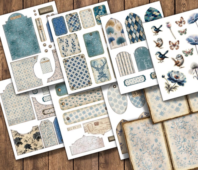 Winter Wonderland Junk Journal Kit - Layered Pockets, Labels, Tags ...