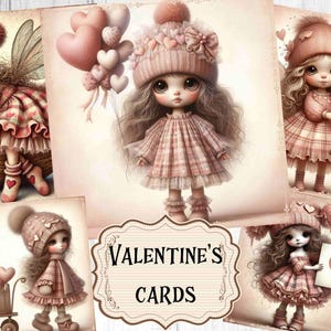 Lindo paquete de tarjetas de hadas rosas para el día de San Valentín, tarjetas de gnomo de alta calidad, tarjetas de hadas para el día de San Valentín, descarga digital, diario de hadas basura