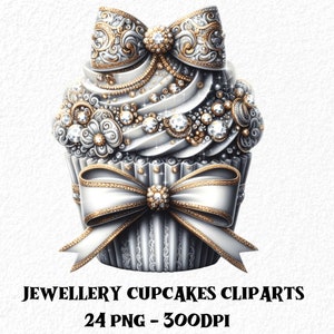 Sieraden cupcake clipart bundel sieraden cupcake stickers afdrukbare sieraden png-bestanden sieraden clipart hoge kwaliteit digitale download