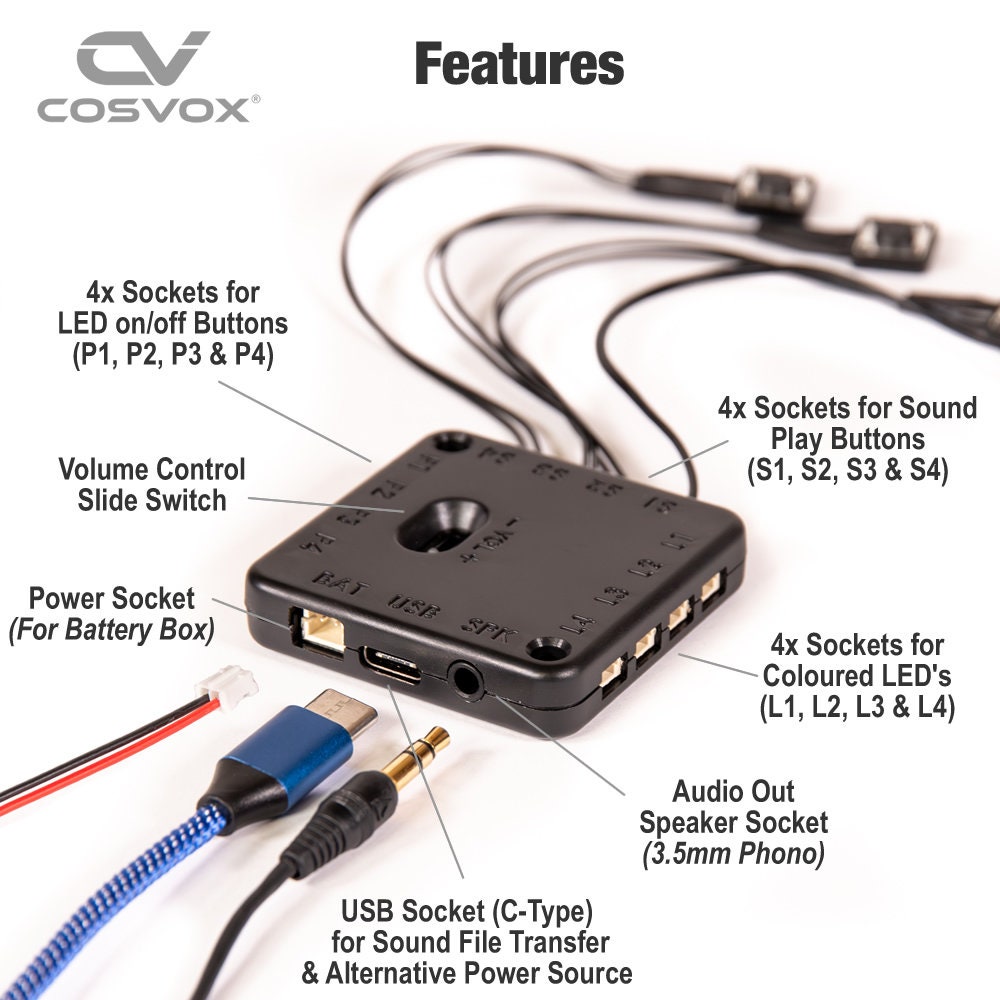 COSVOX Cosplay Light and Sound Module Bundle. DIY Recordable Audio MP3 ...