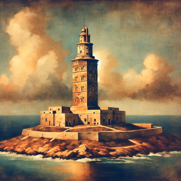 Impresión digital/Torre de Hercules/A Coruña/impresión imprimible/arte de pared