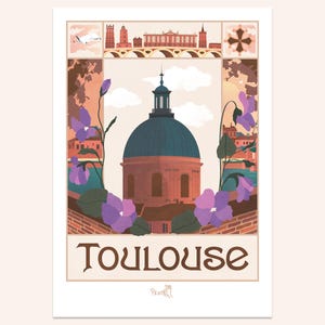 Póster de Toulouse – Ciudad Rosa – Ilustración impresa original