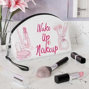 Wake Up Makeup Bag: Stylish PU Leather Cosmetic & Travel Organizer