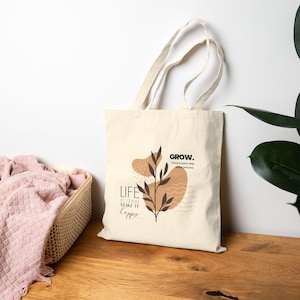 Inspirational Cotton Canvas Tote Bag: Eco-Friendly Reusable Shopping Bag