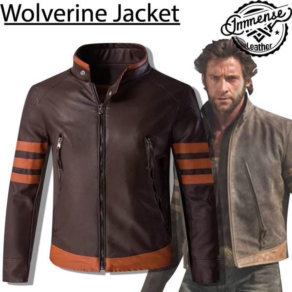 X Men Wolverine Brown Striped Leather Jacket Logan Wolverine XO Genuine Leather Jacket