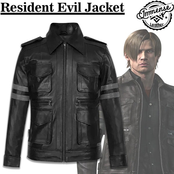 Mens Resident Evil 6 Cosplay Real Leather Jacket